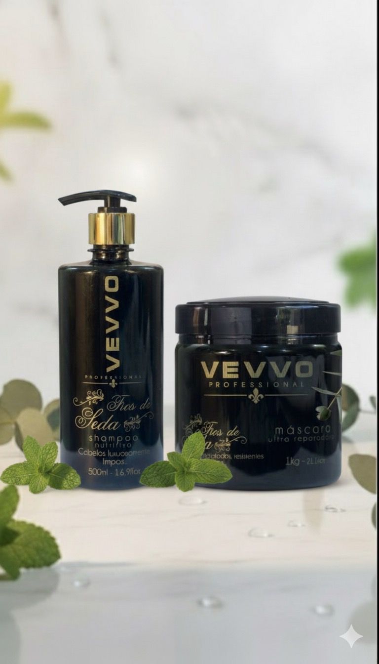 Kit Fios de Seda VEVVO – Mantenimiento Diario (Shampoo 250 ml + Mascarilla 300 ml)